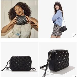 Rebecca Minkoff Black Vegan Leather Quilted Studded Crossbody Bag